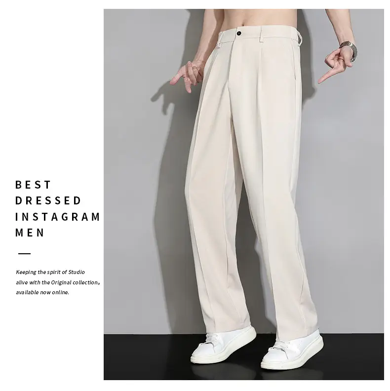 Ice Silk Men's Wide Leg Straight Pants Black 2025 — feature 15
