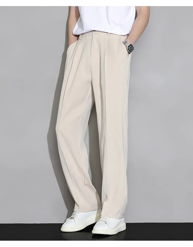Ice Silk Men's Wide Leg Straight Pants Black 2025 — feature 17