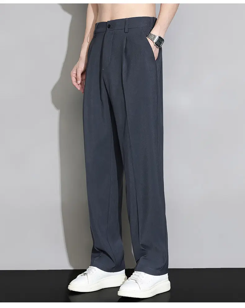 Ice Silk Men's Wide Leg Straight Pants Black 2025 — feature 18