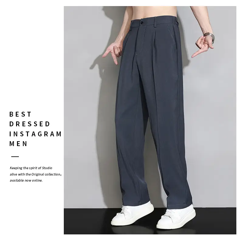 Ice Silk Men's Wide Leg Straight Pants Black 2025 — feature 19