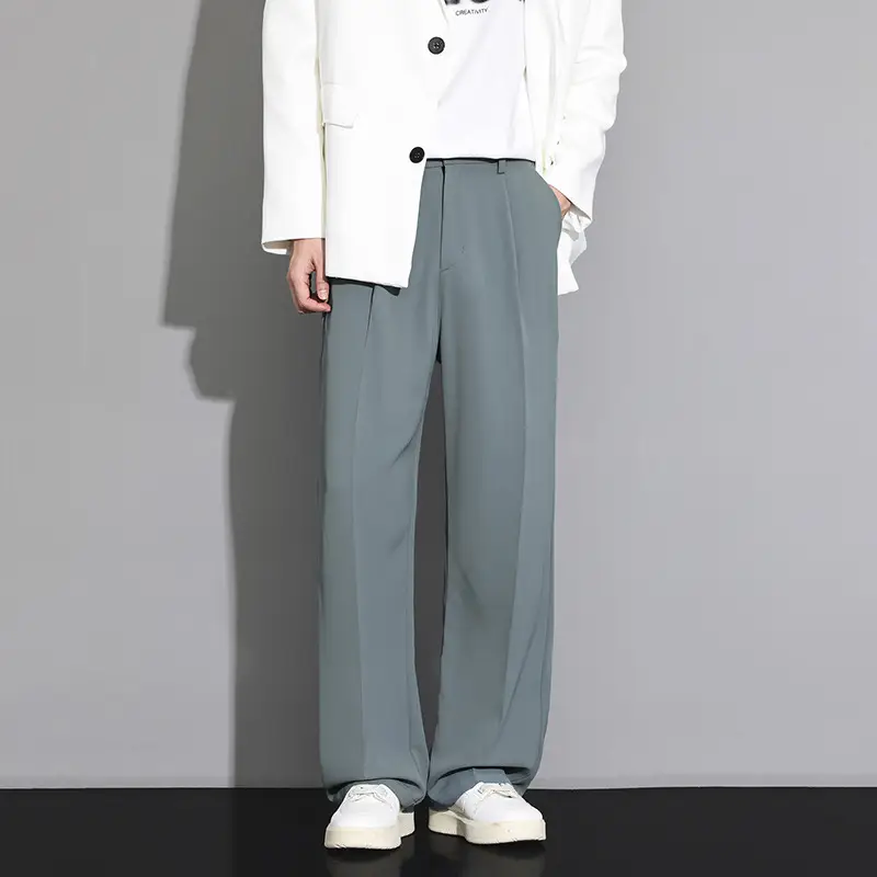 Ice Silk Men's Summer 2025 New Wide-Leg Straight Loose Casual Long Pants with Drape Business Suit Trousers - Image 4