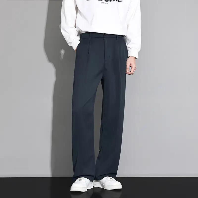 Ice Silk Men's Summer 2025 New Wide-Leg Straight Loose Casual Long Pants with Drape Business Suit Trousers - Image 5