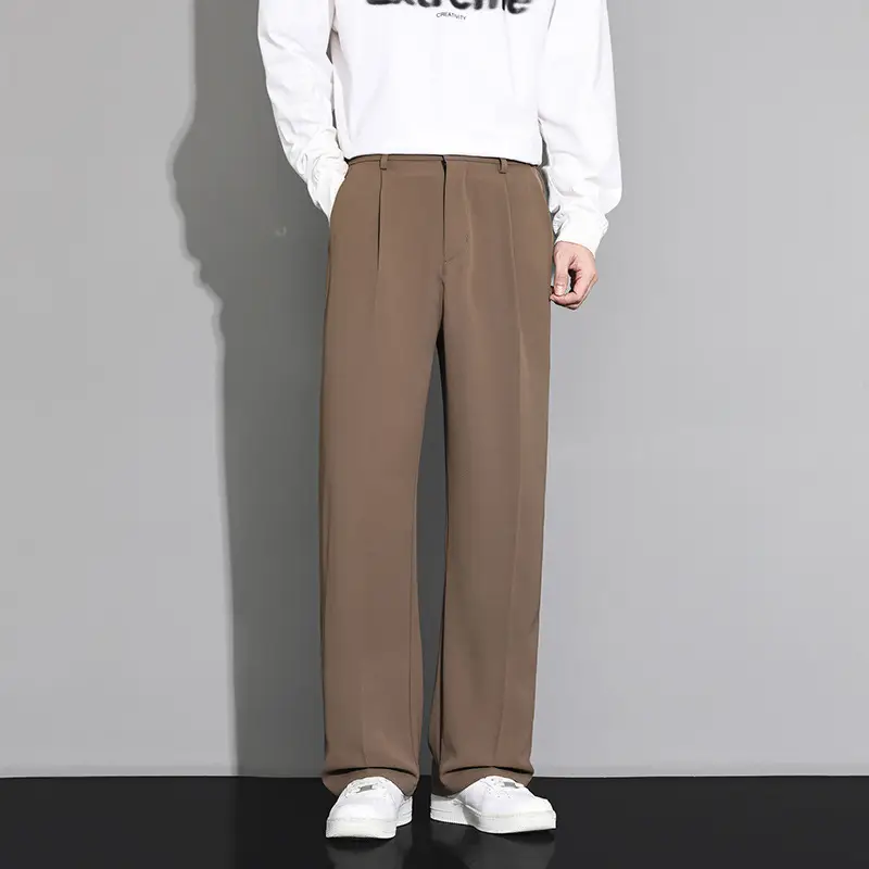 Ice Silk Men's Summer 2025 New Wide-Leg Straight Loose Casual Long Pants with Drape Business Suit Trousers - Image 6