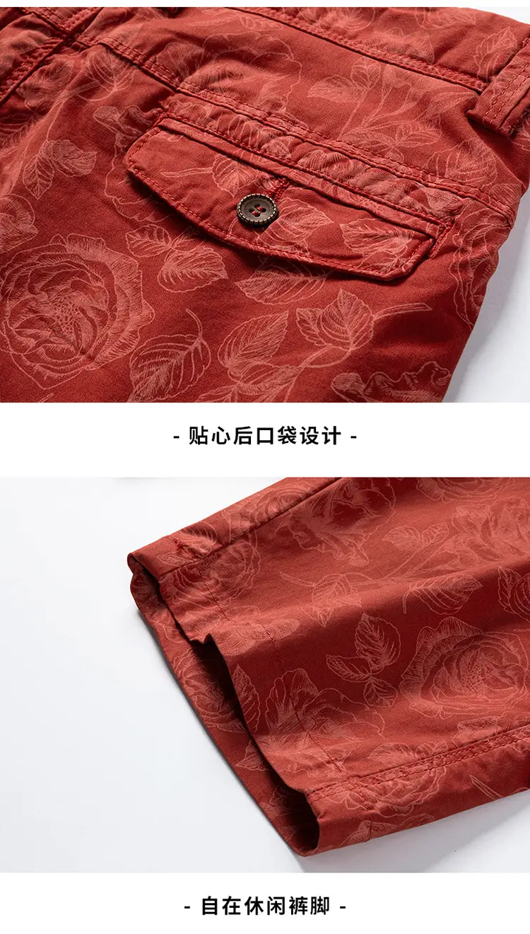 Men's Red Printed Shorts Cross-border All-match — feature 15
