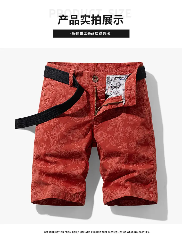Men's Red Printed Shorts Cross-border All-match — feature 9