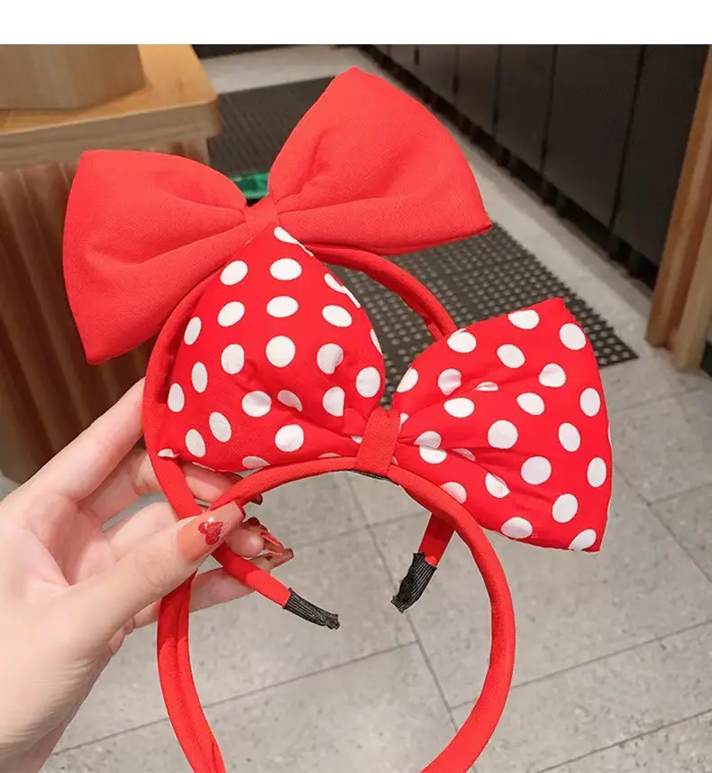 Red Polka Dot Bow Headband for Girls — feature 4