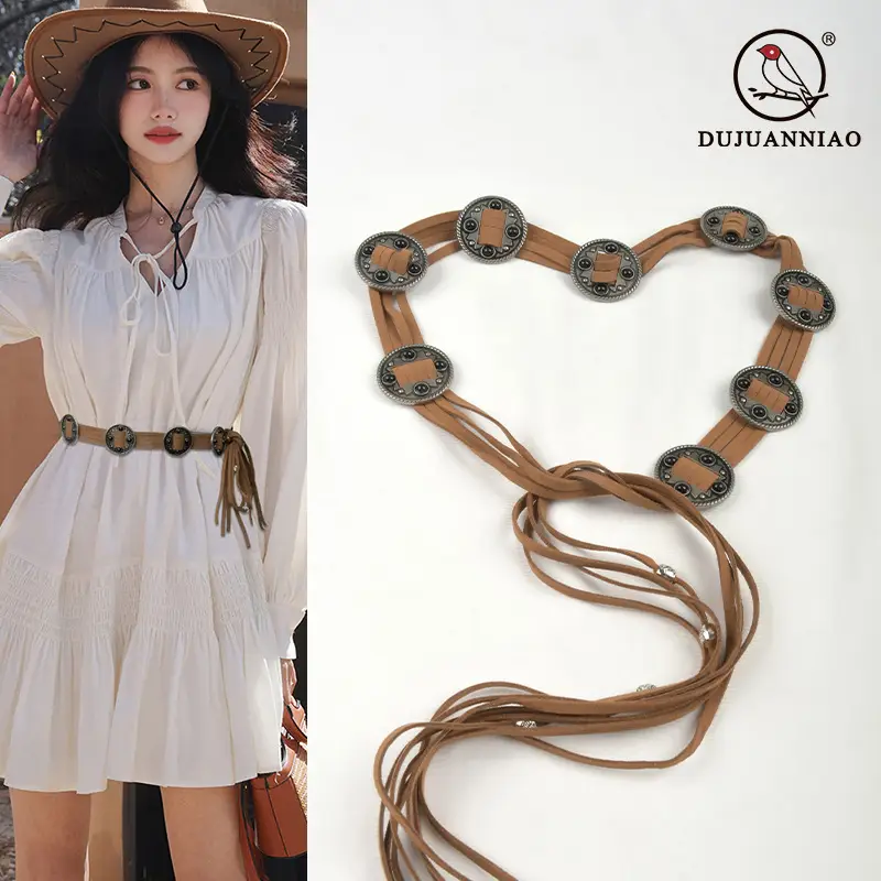 Vintage Ethnic Tassel Belt for Women Black Waist Slimming - Image 16