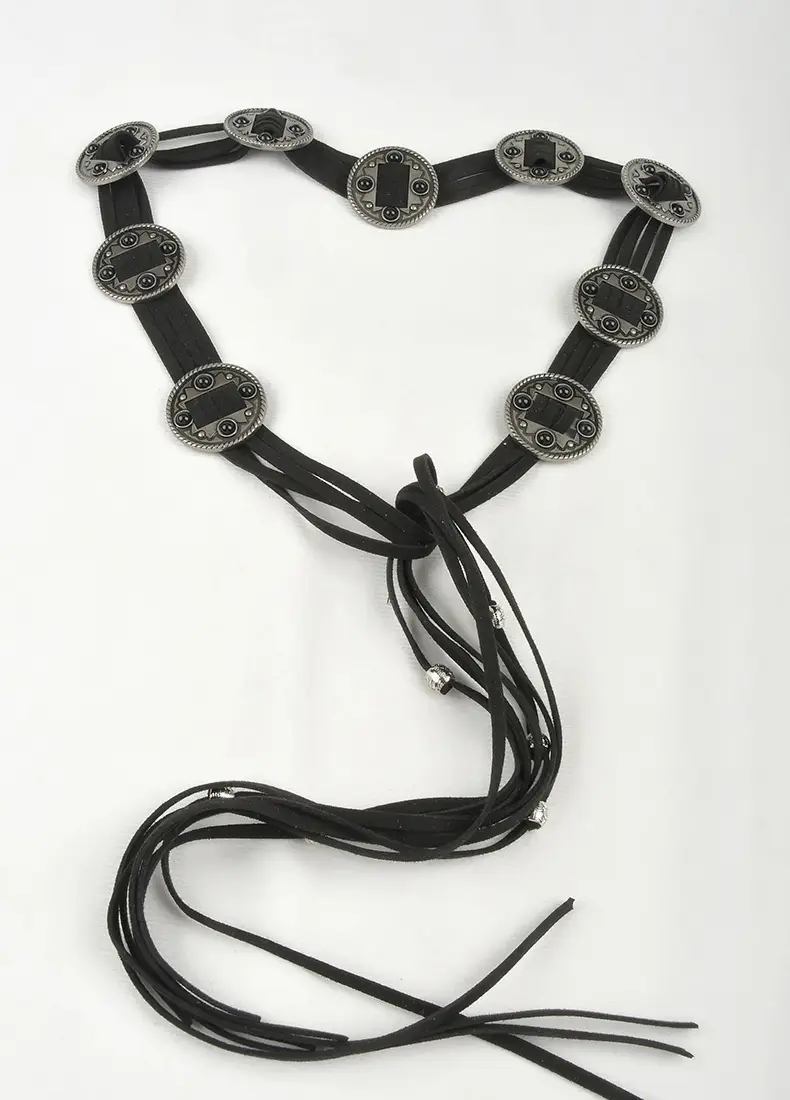 Vintage Ethnic Tassel Belt for Women Black Waist Slimming β feature 11