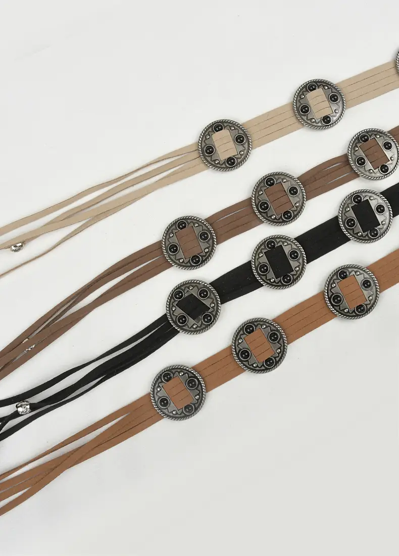 Vintage Ethnic Tassel Belt for Women Black Waist Slimming β feature 7