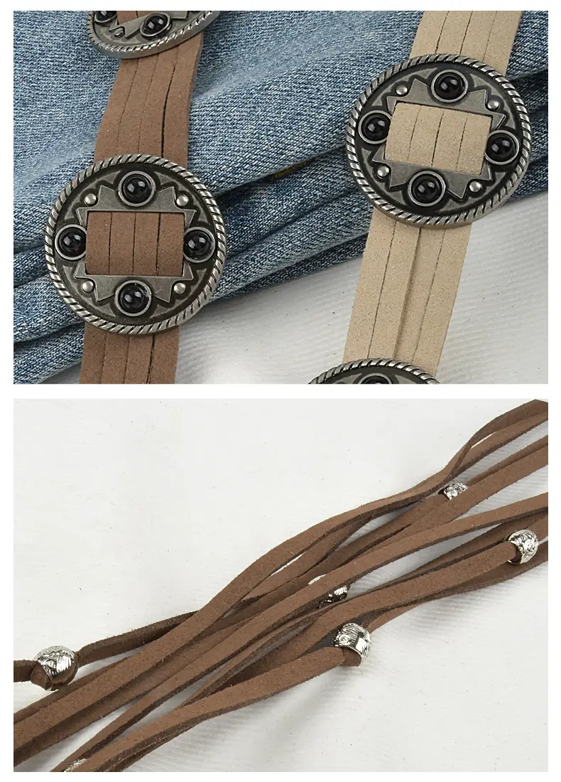 Vintage Ethnic Tassel Belt for Women Black Waist Slimming β feature 8