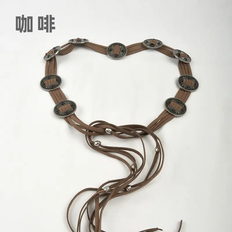 Vintage Ethnic Tassel Belt for Women Black Waist Slimming - Image 2