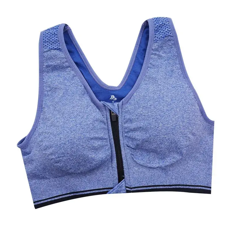 Front Zipper Sports Bra for Women Shockproof Breathable Running Vest Yoga Sports Bra