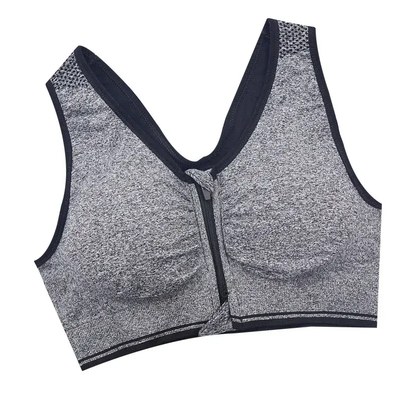 Front Zipper Sports Bra for Women Shockproof Breathable Running Vest Yoga Sports Bra