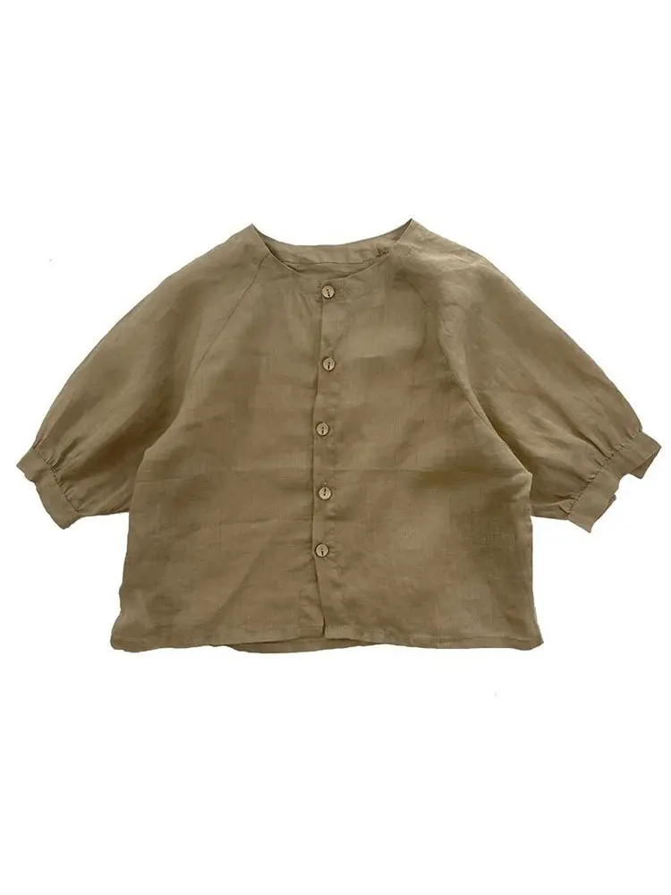 Korean Style Cotton Linen Shirt for Girls Autumn - Image 8