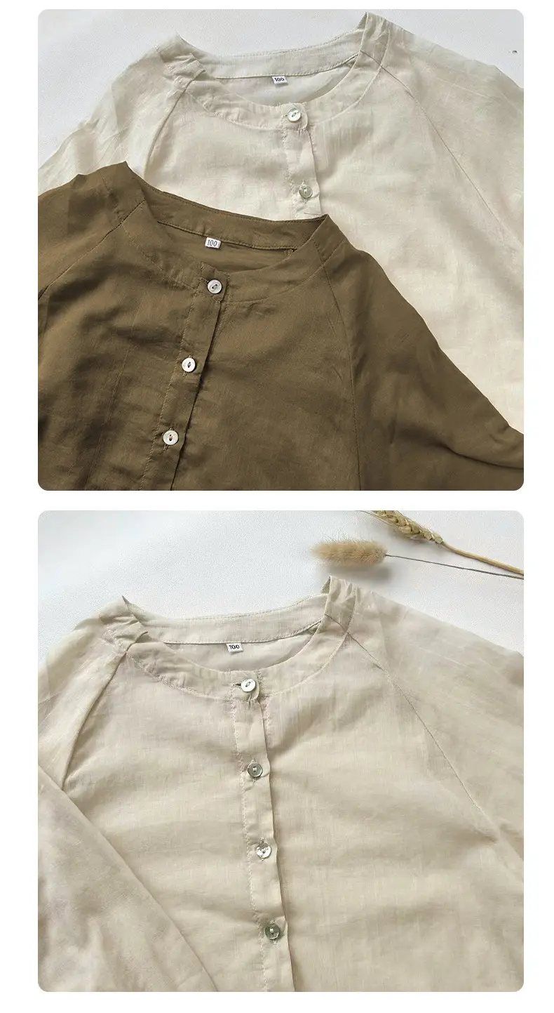 Korean Style Cotton Linen Shirt for Girls Autumn — feature 11