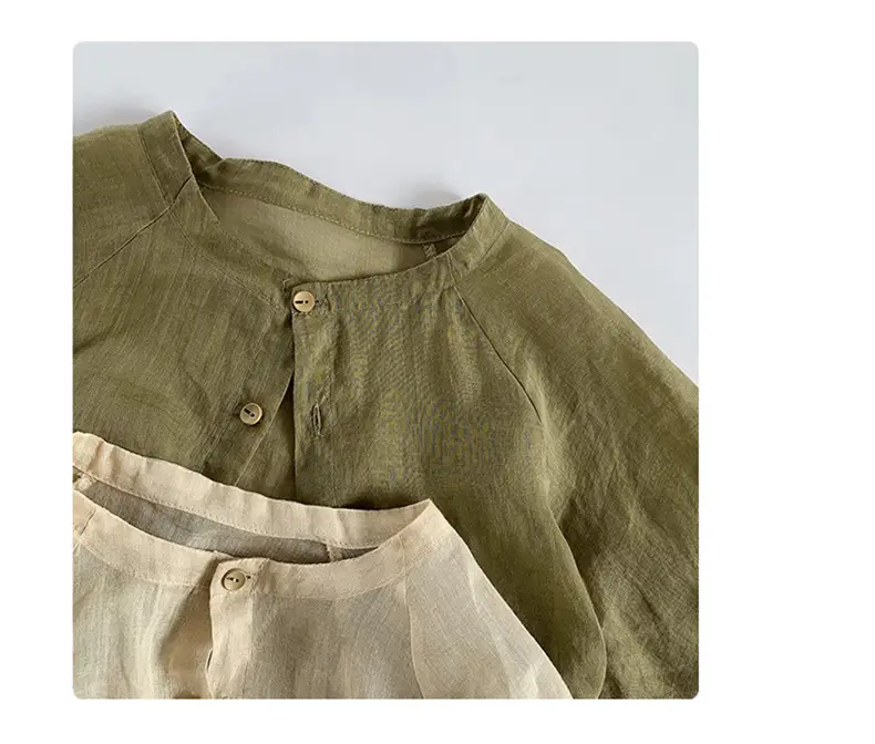 Korean Style Cotton Linen Shirt for Girls Autumn — feature 15