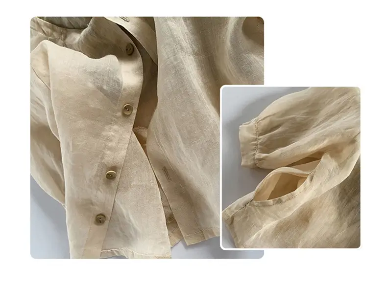 Korean Style Cotton Linen Shirt for Girls Autumn — feature 17