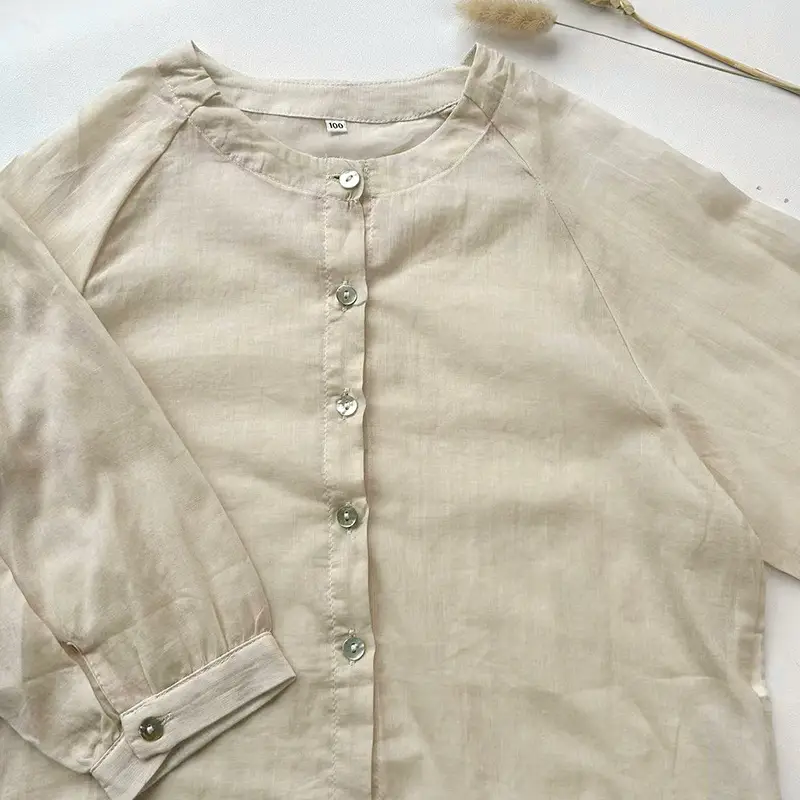 Korean Style Cotton Linen Shirt for Girls Autumn - Image 2