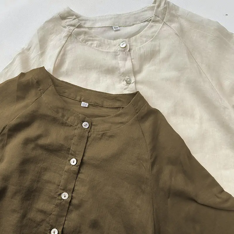 Korean Style Cotton Linen Shirt for Girls Autumn - Image 3