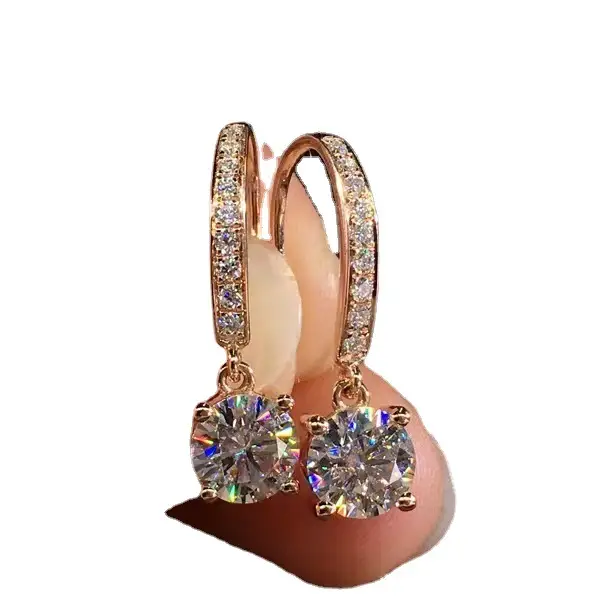 2023 New Moissanite Ear Hook Tassel Earrings Gold Plated Sparkling - Image 6