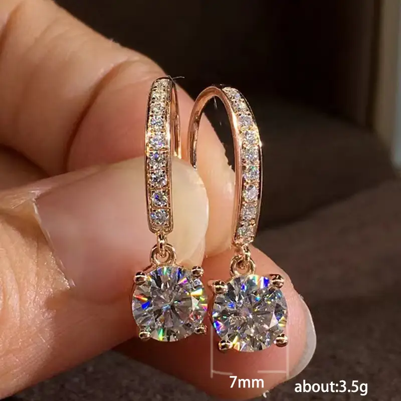 2023 New Moissanite Ear Hook Tassel Earrings Gold Plated Sparkling — feature 1