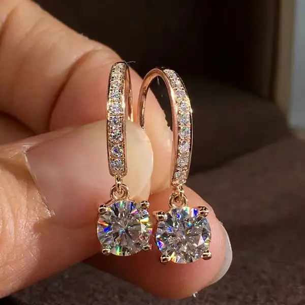 2023 New Moissanite Ear Hook Tassel Earrings Gold Plated Sparkling — feature 4