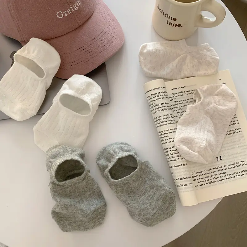 Solid Color Boat Socks Women's Summer Thin Japanese Style Low-top Shallow Cotton Socks Simple All-match Non-slip Hidden Socks