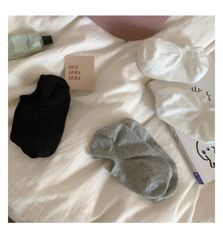 Solid Color Boat Socks Women's Summer Thin Japanese Style Low-top Shallow Cotton Socks Simple All-match Non-slip Hidden Socks — feature 10