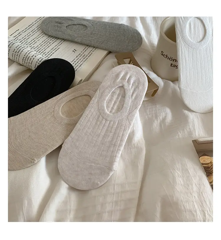 Solid Color Boat Socks Women's Summer Thin Japanese Style Low-top Shallow Cotton Socks Simple All-match Non-slip Hidden Socks — feature 5