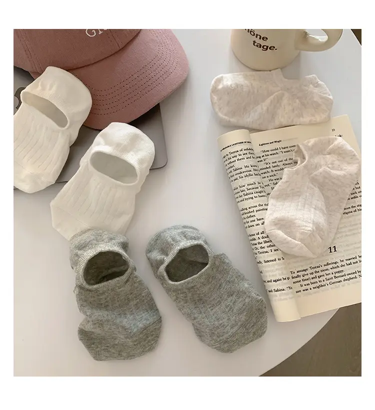 Solid Color Boat Socks Women's Summer Thin Japanese Style Low-top Shallow Cotton Socks Simple All-match Non-slip Hidden Socks — feature 6