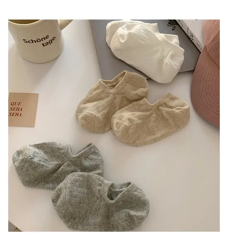 Solid Color Boat Socks Women's Summer Thin Japanese Style Low-top Shallow Cotton Socks Simple All-match Non-slip Hidden Socks — feature 7