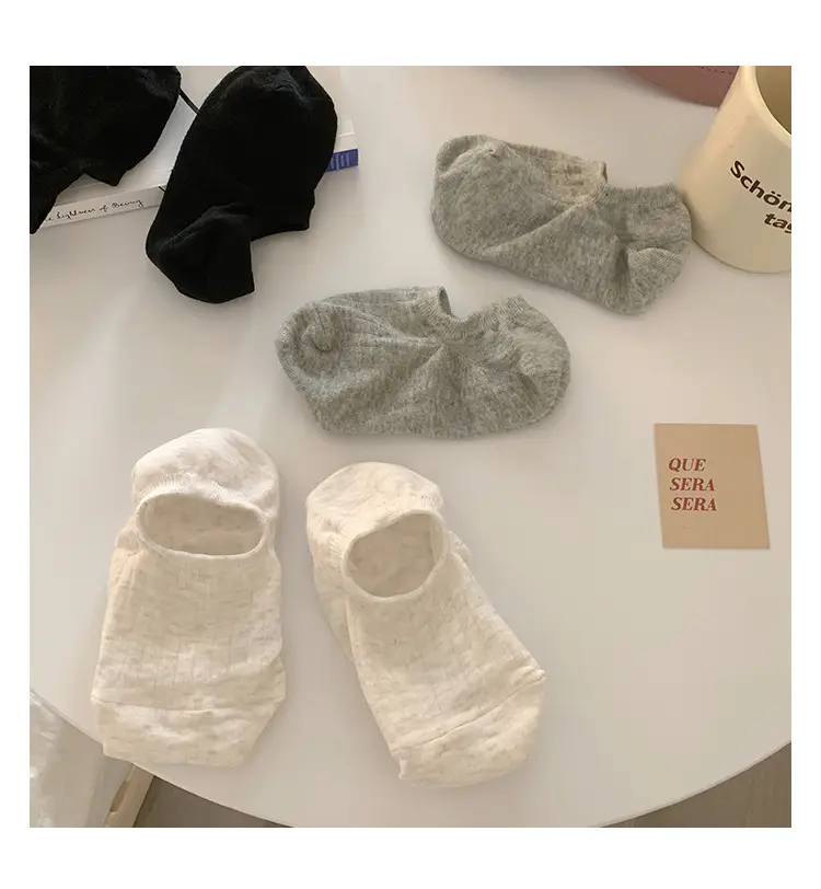 Solid Color Boat Socks Women's Summer Thin Japanese Style Low-top Shallow Cotton Socks Simple All-match Non-slip Hidden Socks — feature 8