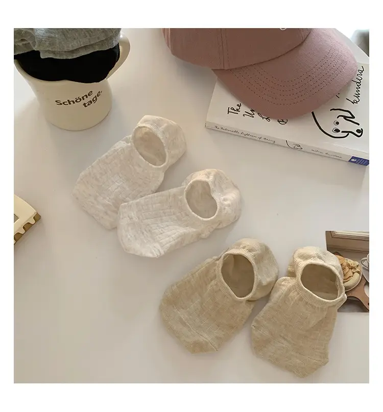 Solid Color Boat Socks Women's Summer Thin Japanese Style Low-top Shallow Cotton Socks Simple All-match Non-slip Hidden Socks — feature 9