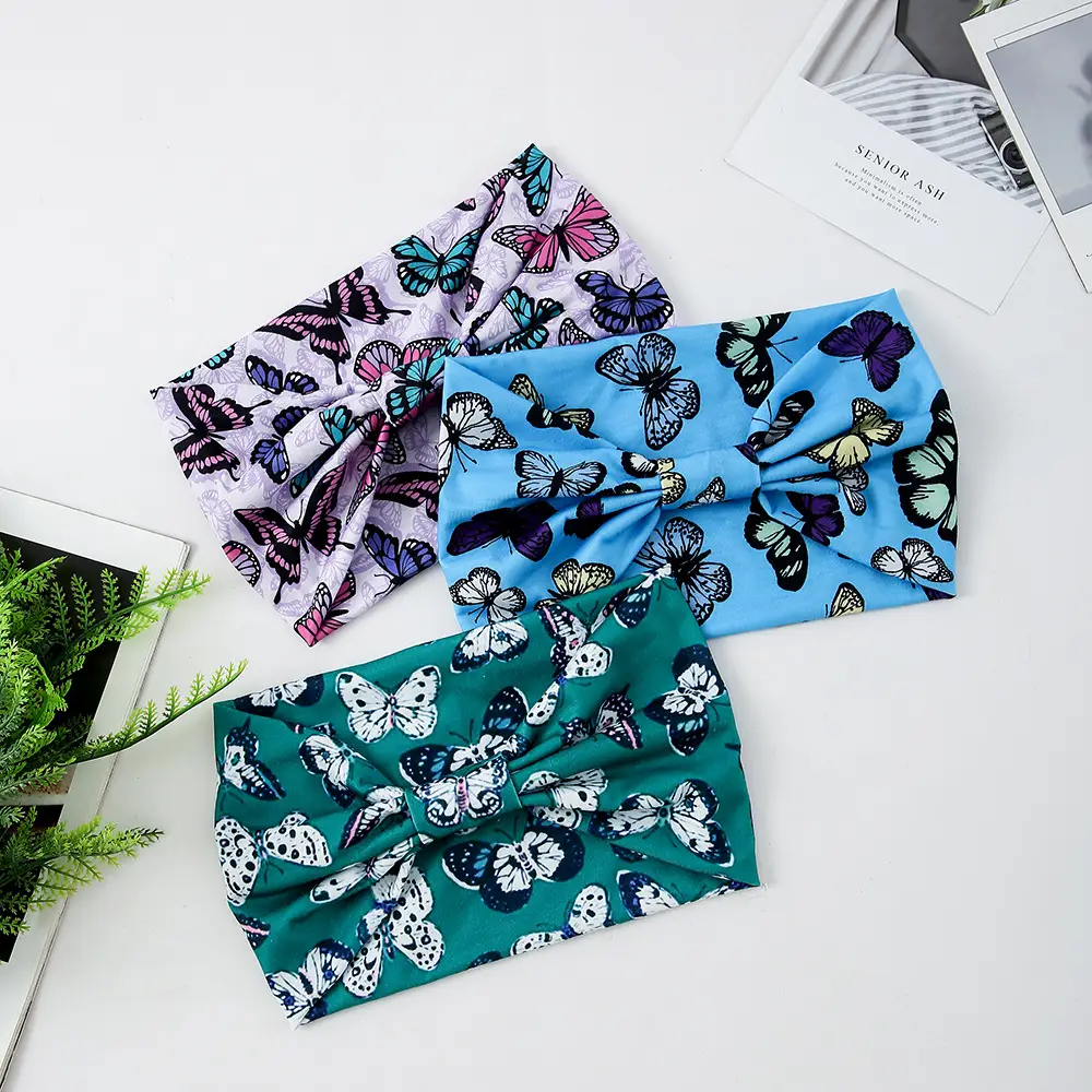 European American Butterfly Printed Wide Brim Hair Band - Image 17