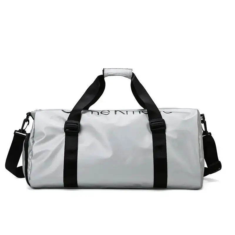 Pink Leather Travel Bag Large Capacity Shoulder Sports Fitness Bag - Image 7