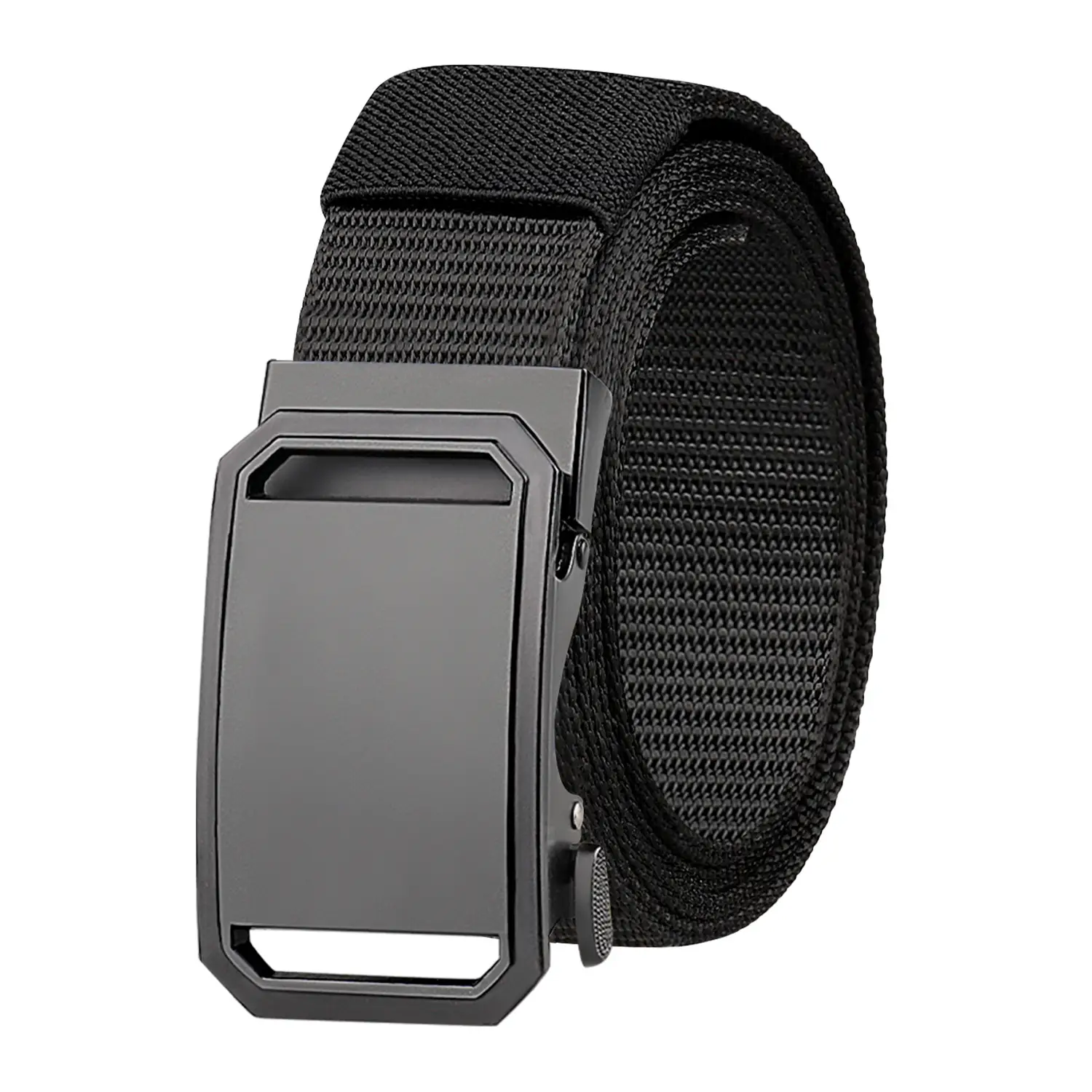 Men's Black Tactical Belt with Smooth Buckle