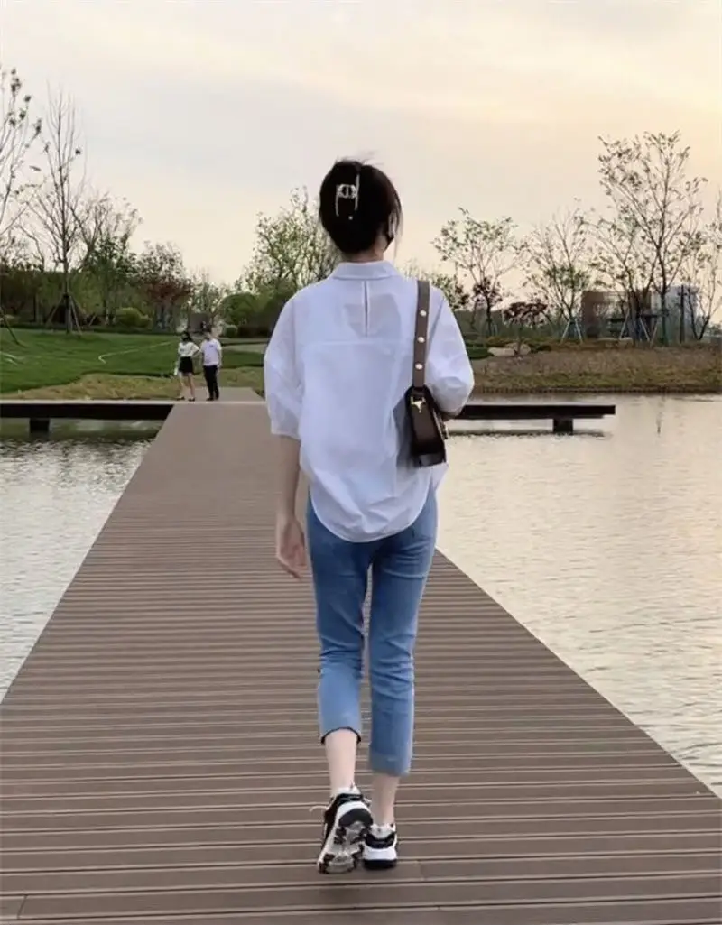 White Short Sleeve Women's Summer Shirt 2023 — feature 10