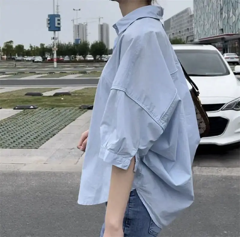 White Short Sleeve Women's Summer Shirt 2023 — feature 12