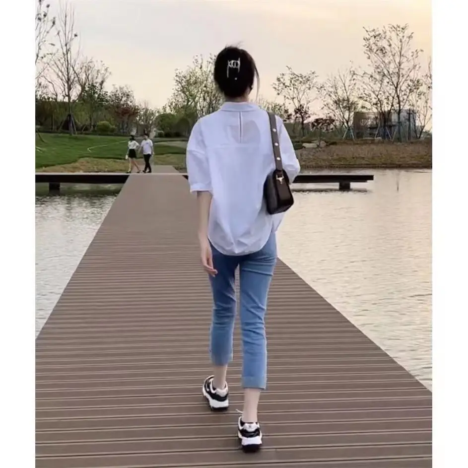 White Short Sleeve Women's Summer Shirt 2023 — feature 5