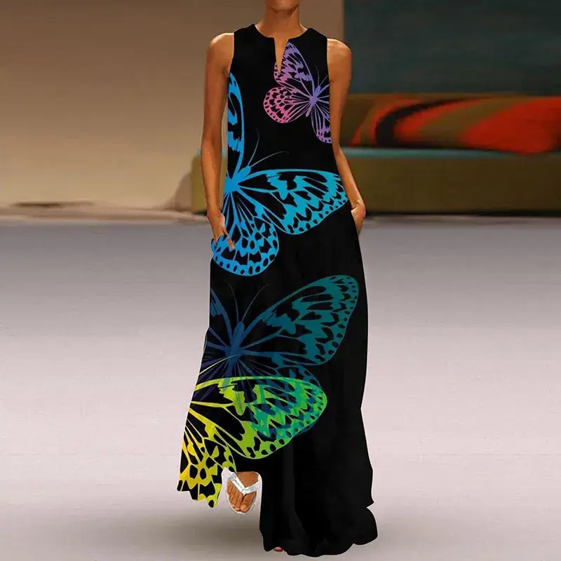 2024 Sleeveless V-Neck Printed Dress for Women - Image 4