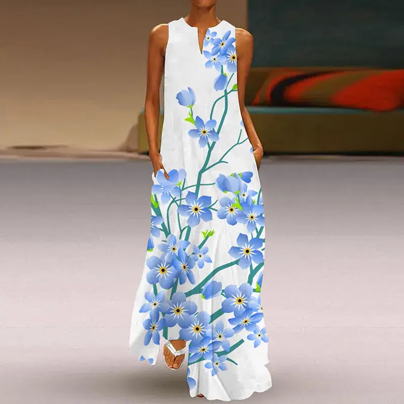 2024 Sleeveless V-Neck Printed Dress for Women - Image 5