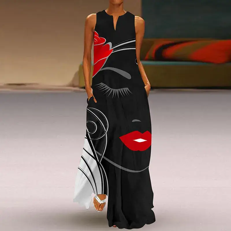 2024 Sleeveless V-Neck Printed Dress for Women - Image 10