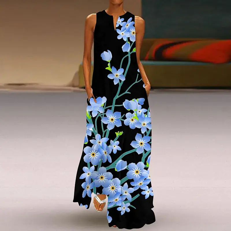 2024 Sleeveless V-Neck Printed Dress for Women - Image 7