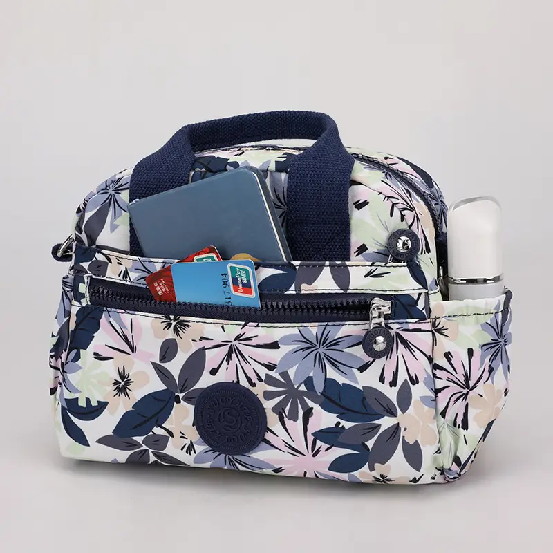 Women's Printed Nylon Shoulder Crossbody Bag with Mobile Phone Coin - Image 11