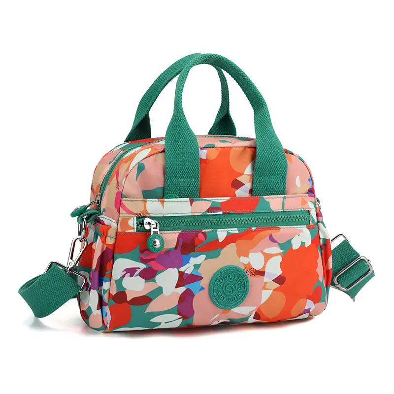 Women's Printed Nylon Shoulder Crossbody Bag with Mobile Phone Coin - Image 12