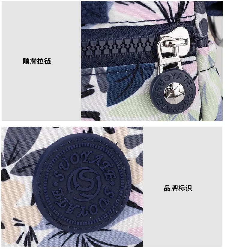 Women's Printed Nylon Shoulder Crossbody Bag with Mobile Phone Coin — feature 17