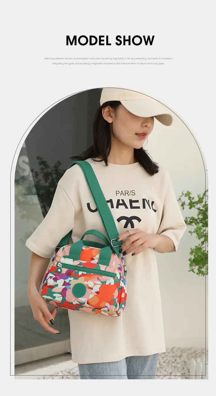 Women's Printed Nylon Shoulder Crossbody Bag with Mobile Phone Coin — feature 19