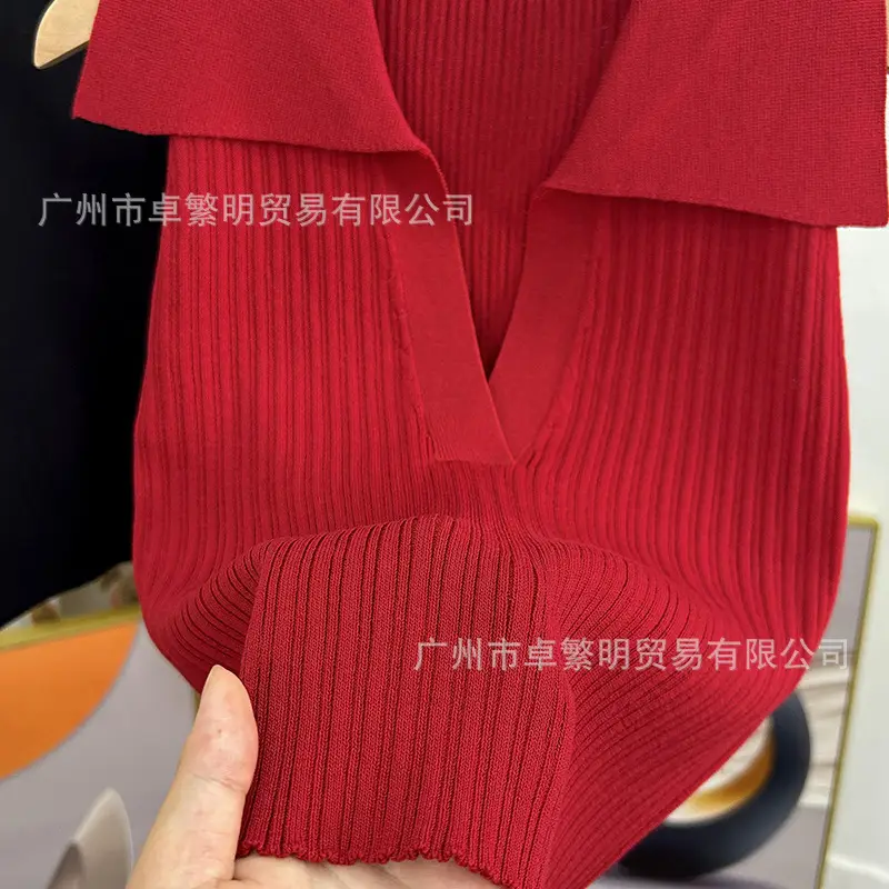 Black Knitted Polo Collar Vest for Women 2024 — feature 37