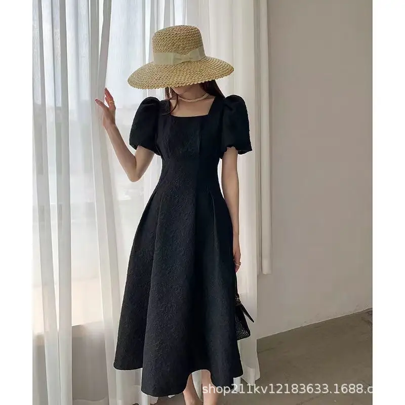 White Long Skirt Summer Dress Women Square Collar Slim Fit — feature 10