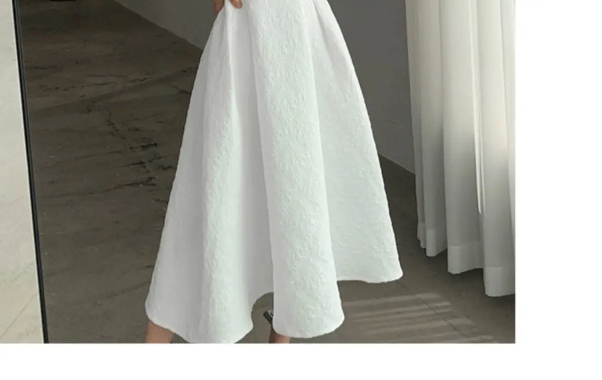White Long Skirt Summer Dress Women Square Collar Slim Fit — feature 8